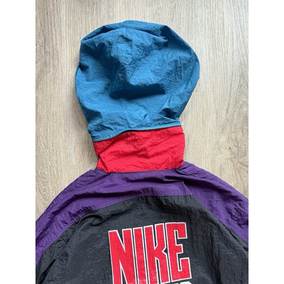 Vintage 90s Nike Swoosh Grey Tag Soccer Windbreaker Jacket Sports Hood - Picture 4 of 16